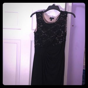 Formal Black Dress With Lace Floral Pattern